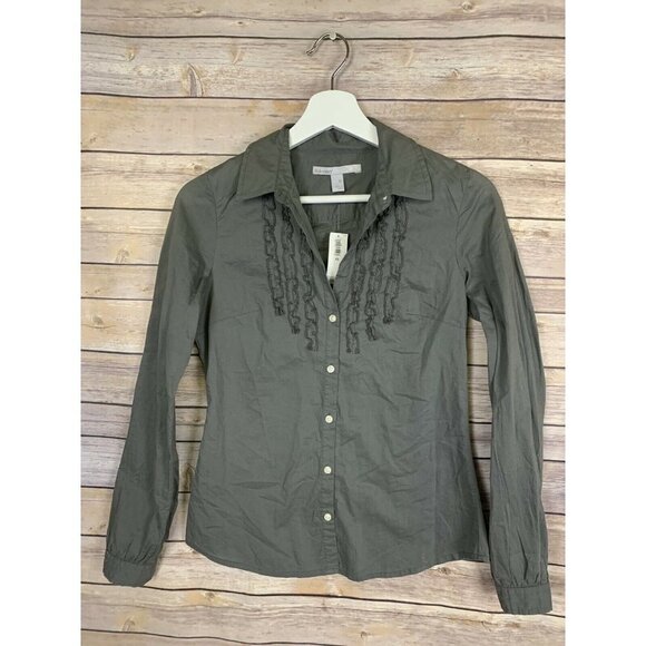 Old Navy Womens XS NWT Button Down Shirt Ruffled - Picture 1 of 9